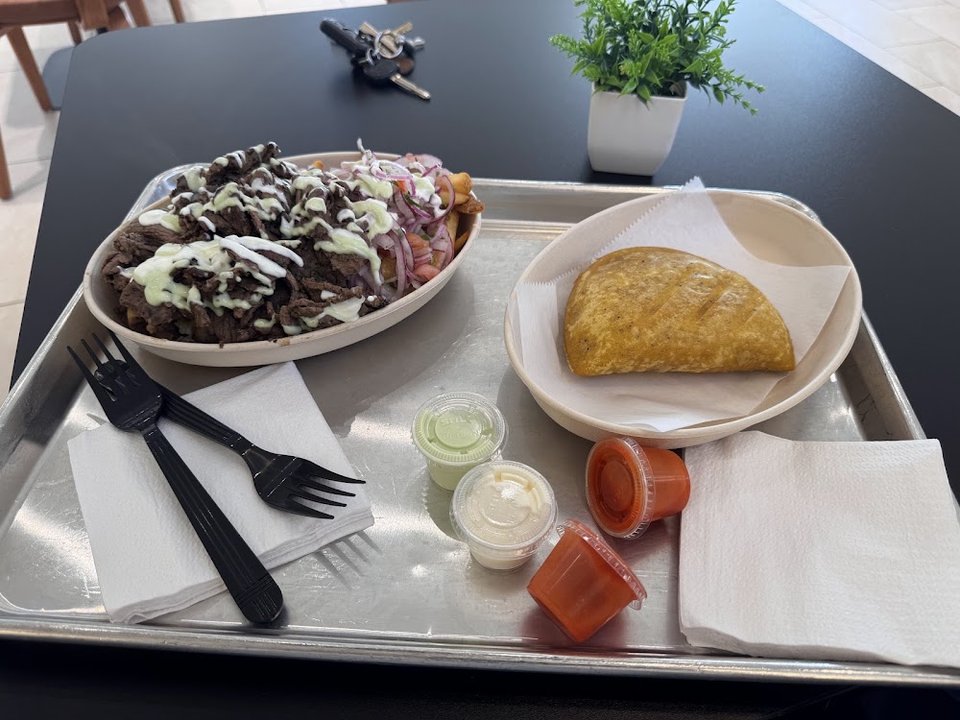 Loaded Fries with Beef Empanada
